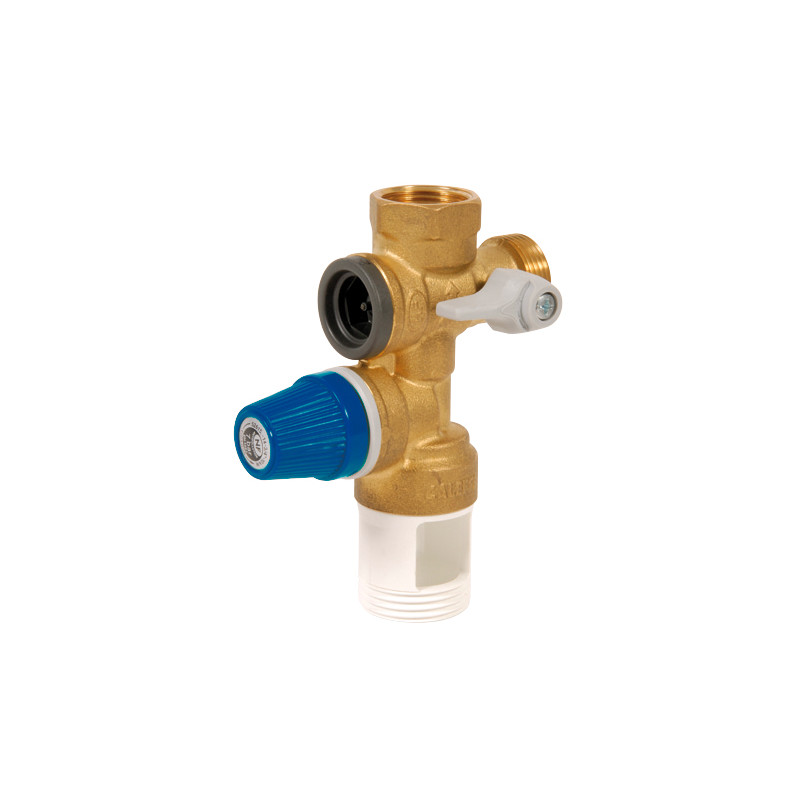 Groupe de sécurité vertical inox 3/4'' pour chauffe-eau jusqu'à 10 kW, agrée NF.