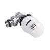 Kit équerre deux pièces pour radiateur, robinet 1/2" avec tête thermostatique