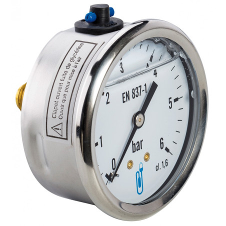 Mano INOX glycérine Ø50 0-10b 1/4" axialRaccordement axial