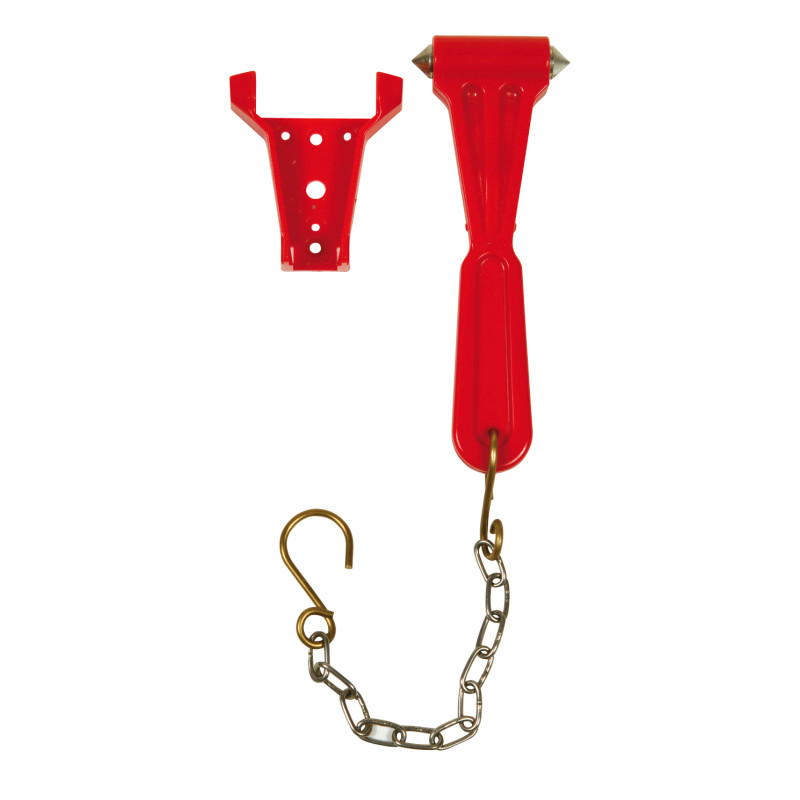 Marteau brise glace Rouge avec support et chainette