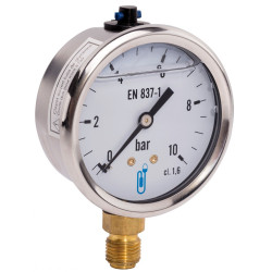 Mano INOX glycérine Ø50 0-10b vert. 1/4"raccordement radial vertical