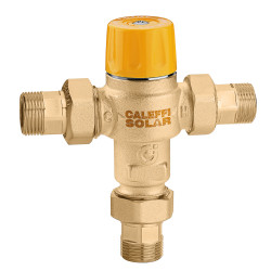 Mitigeur thermostatique solaire 3/4'', laiton chromé, plage de réglage 30-65°C.