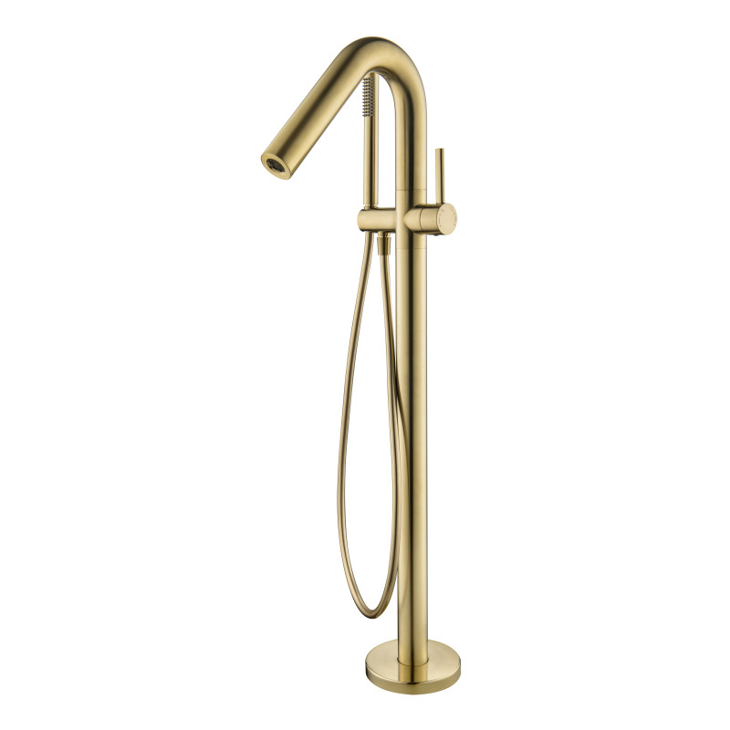 Colonne bain-douche îlot par le sol ORTENCE PVD laiton brossé