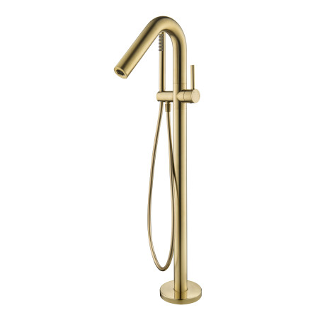 Colonne bain-douche îlot par le sol ORTENCE PVD laiton brossé