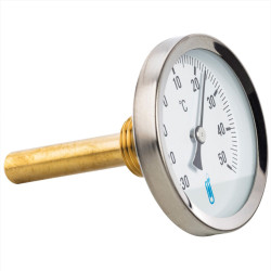 Thermomètre Ø80 axial plongeur 100 Cadran  plage de mesure -30 / 50°