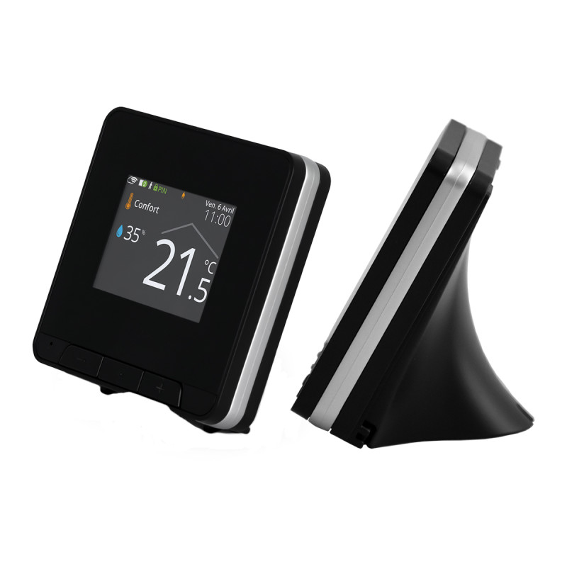 Thermostat connecté noir version radio