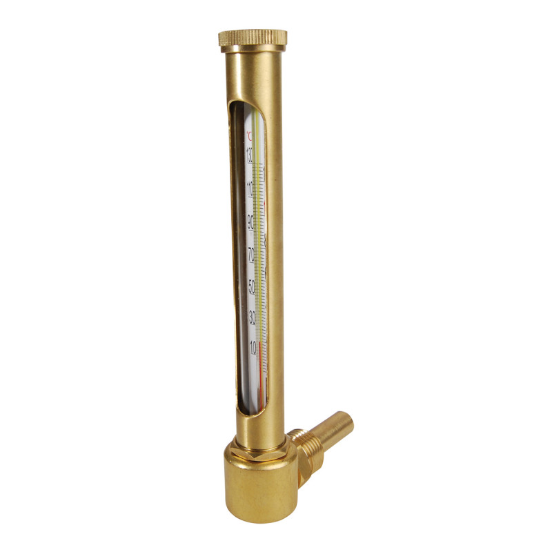 Thermomètre vertical équerre L.260 plongeur 60 laiton plage 0/130° C