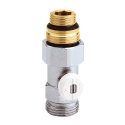 Vanne en H simple droite chromée pour radiateur avec mamelon 3/4"-1/2"