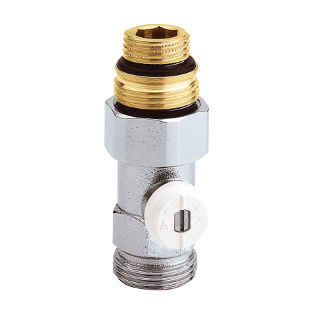 Vanne en H simple droite chromée pour radiateur avec mamelon 3/4"-1/2"