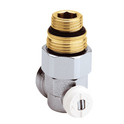 Vanne en H simple Equerre  Chromée pour radiateur avec mamelon 3/4"-1/2"