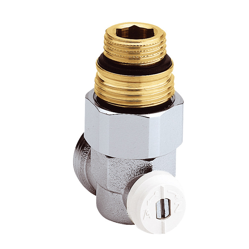 Vanne en H simple Equerre  Chromée pour radiateur avec mamelon 3/4"-1/2"