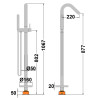 Colonne bain-douche îlot par le sol ORTENCE PVD laiton brossé
