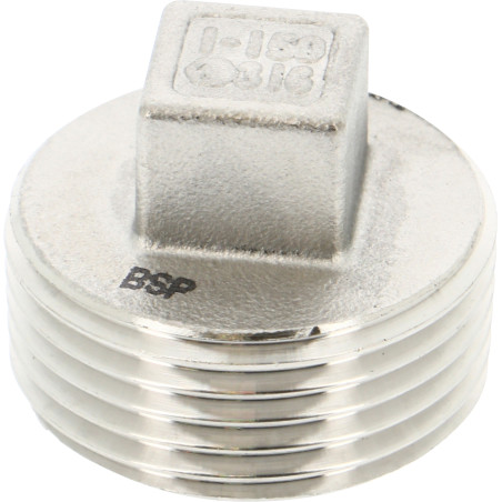 Bouchon Mâle Tête Carrée Inox 1'' 1/4MPour Ballon Inox