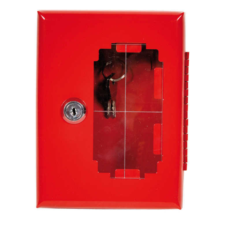 Boite Rouge vitré en acier pour clefs avec Serrure +Verre dormant