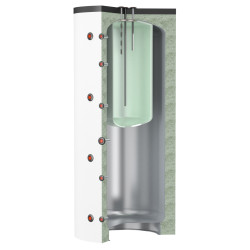 Ballon combiné chauffage 2000 L, ECS bain-marie, isolation polyester amovible