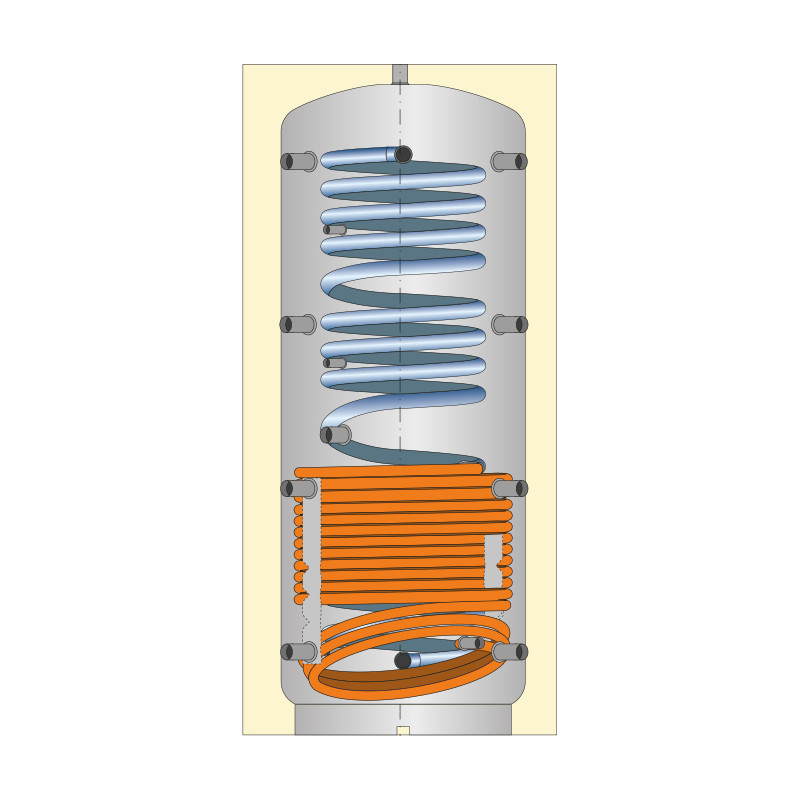 Ballon combiné chauffage 600 L, 1 échangeur acier et serpentin inox ECS 31 L