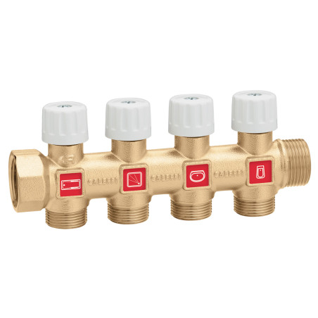 Collecteur sanitaire 3/4" 4 sorties M1/2'' PP Entraxe 35