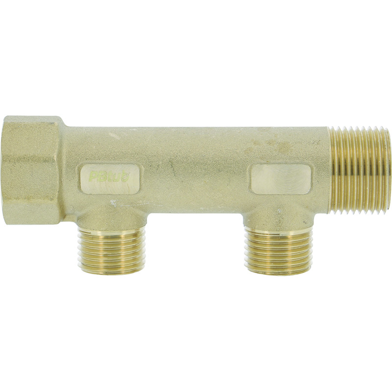 Collecteur laiton 3/4"  - 2 sorties 1/2" pour installation sanitaire - chauffage