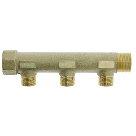 Collecteur laiton 3/4"  - 3 sorties 1/2" pour installation sanitaire - chauffage