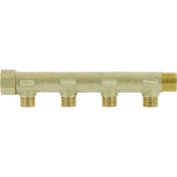Collecteur laiton 3/4"  - 4 sorties 1/2" pour installation sanitaire - chauffage