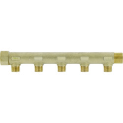 Collecteur laiton 3/4"  - 5 sorties 1/2" pour installation sanitaire - chauffage