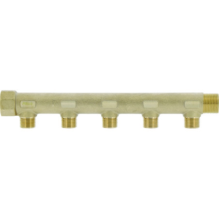 Collecteur laiton 3/4"  - 5 sorties 1/2" pour installation sanitaire - chauffage