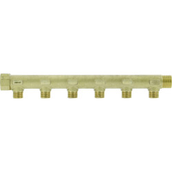 Collecteur laiton 3/4"  - 6 sorties 1/2" pour installation sanitaire - chauffage