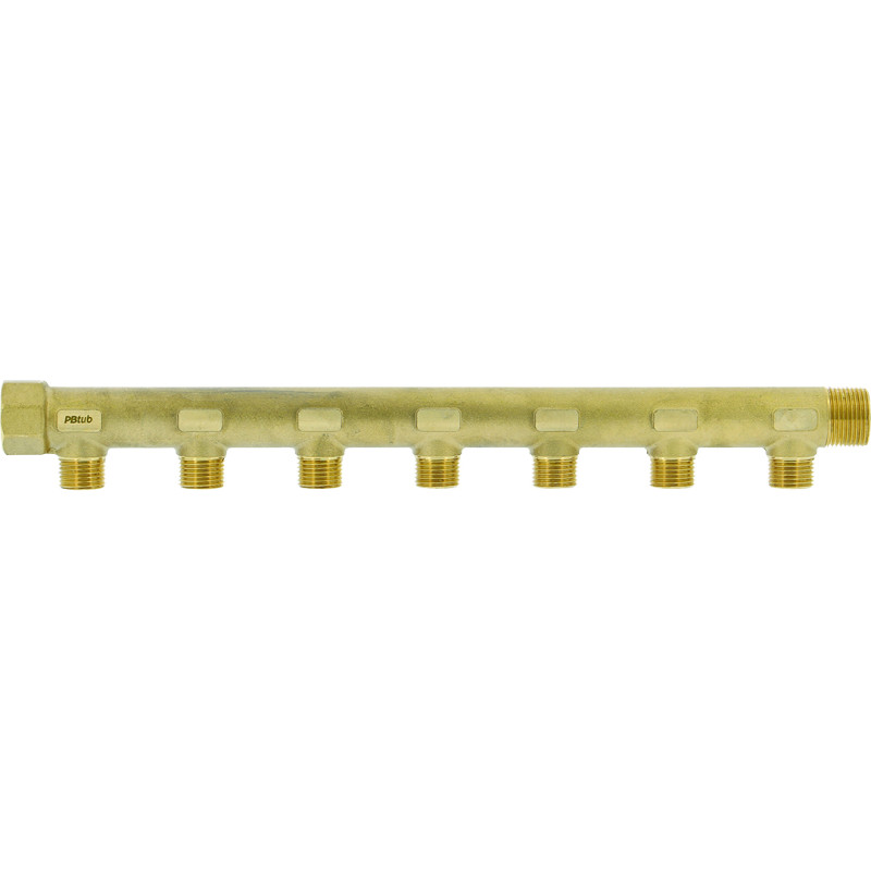 Collecteur laiton 3/4"  - 7 sorties 1/2" pour installation sanitaire - chauffage