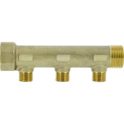 Collecteur laiton 1"  - 3 sorties 1/2" pour installation sanitaire - chauffage