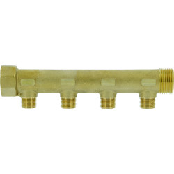 Collecteur laiton 1"  - 4 sorties 1/2" pour installation sanitaire - chauffage