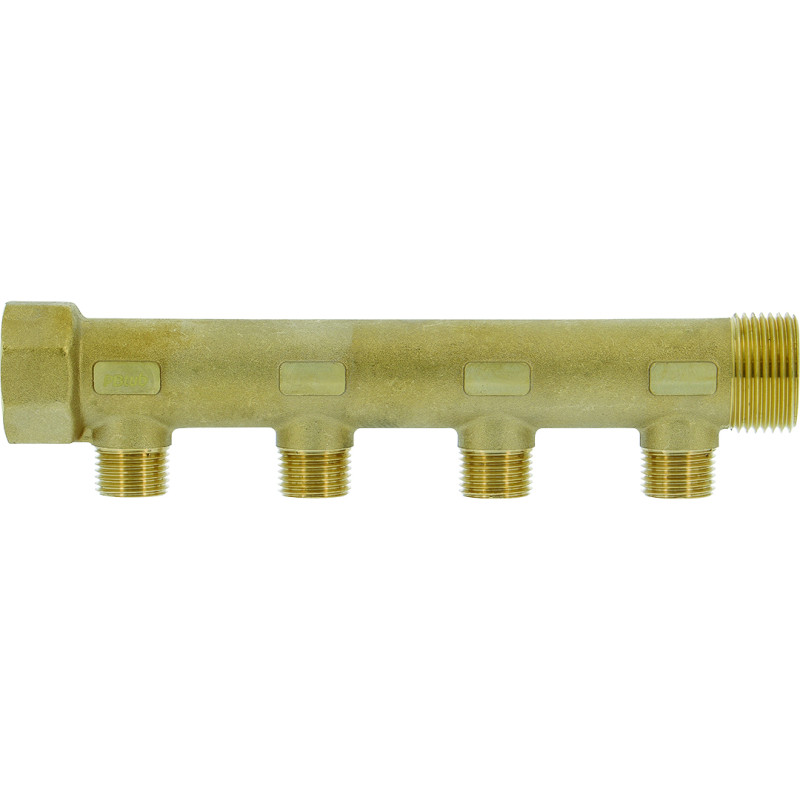 Collecteur laiton 1"  - 4 sorties 1/2" pour installation sanitaire - chauffage