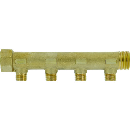 Collecteur laiton 1"  - 4 sorties 1/2" pour installation sanitaire - chauffage