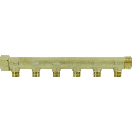 Collecteur laiton 1"  - 6 sorties 1/2" pour installation sanitaire - chauffage