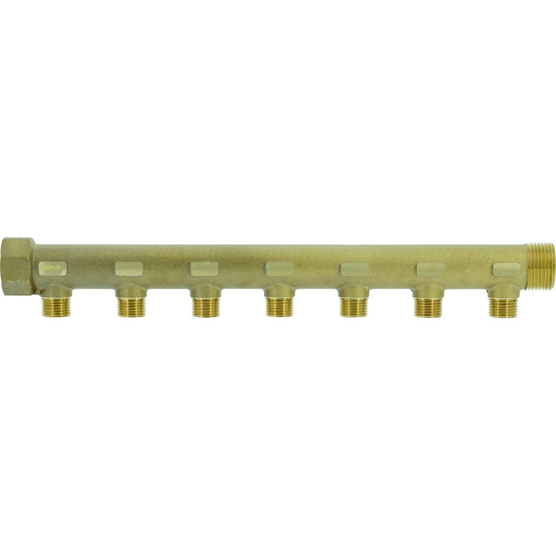 Collecteur laiton 1"  - 7 sorties 1/2" pour installation sanitaire - chauffage