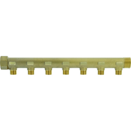 Collecteur laiton 1"  - 7 sorties 1/2" pour installation sanitaire - chauffage