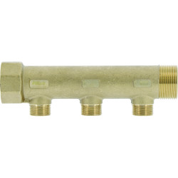 Collecteur laiton 1"1/4   - 3 sorties 1/2" pour installation sanitaire - chauffa