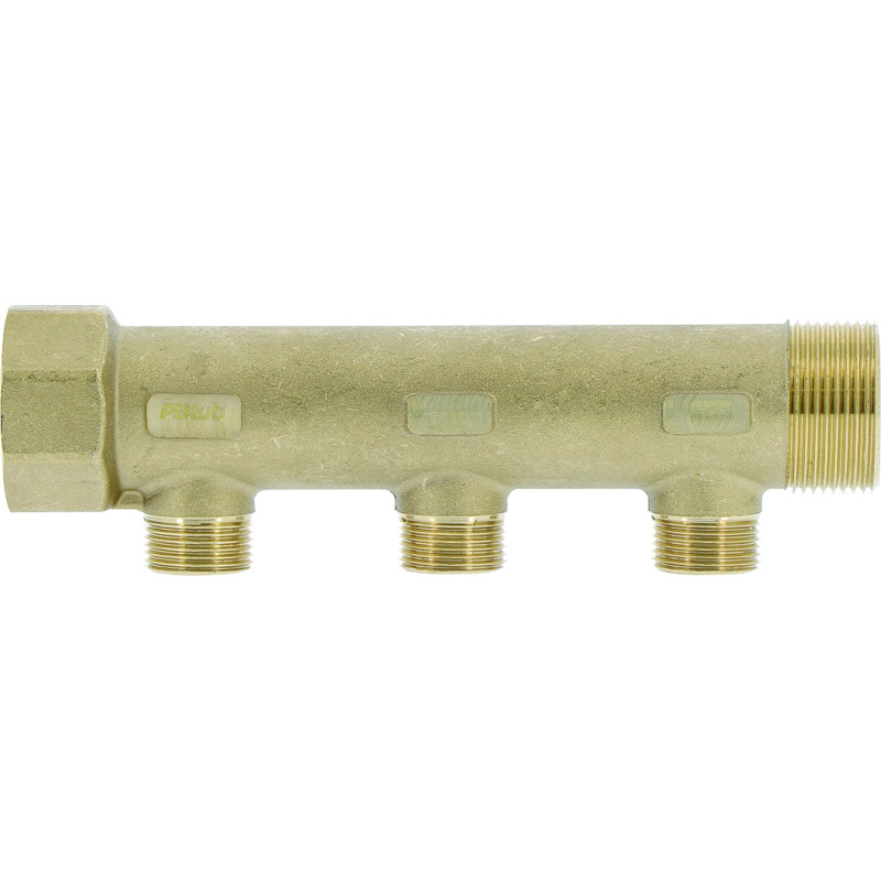 Collecteur laiton 1"1/4   - 3 sorties 1/2" pour installation sanitaire - chauffa