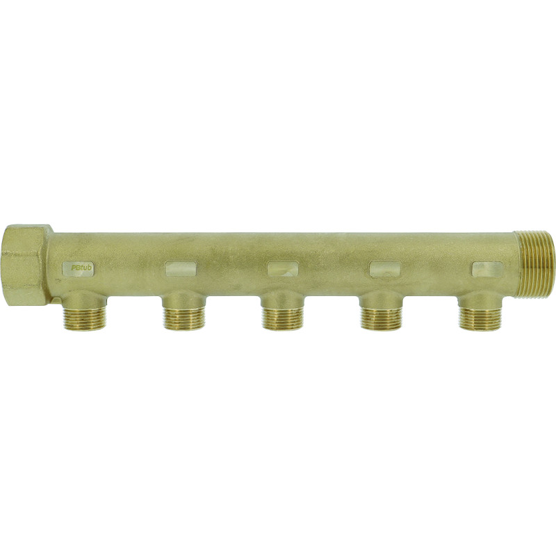 Collecteur laiton 1"1/4  - 5 sorties 3/4" pour installation sanitaire - chauffag
