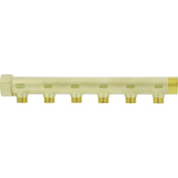 Collecteur laiton 1"1/4  - 6 sorties 3/4" pour installation sanitaire - chauffag