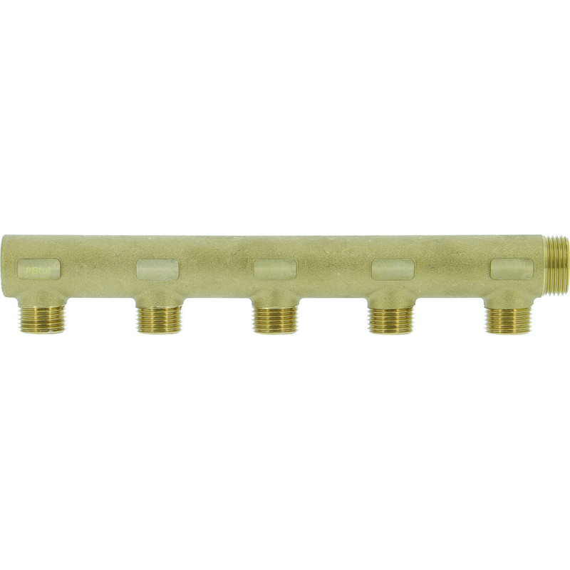 Collecteur borgne en laiton - 5 sorties 1/2"M