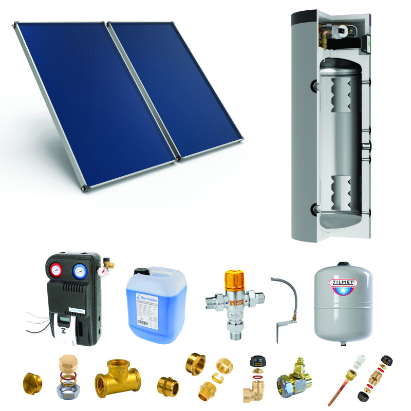 Pack E-SSC 200L moyenne t°-ECS instant.-2 panneaux-fix. toit. plate+ access.