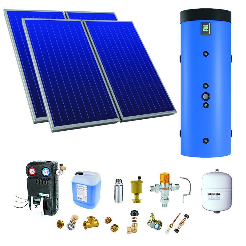 Pack E-SSC 400L moyenne t°-ECS instant. -4 panneaux-fix. toit. inclinée+ access