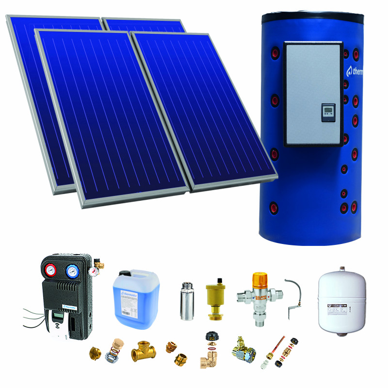 Pack E-SSC 500L moyenne t°-ECS instant.-4 panneaux-fix. toit. inclinée+ access.