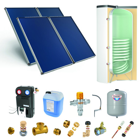 Pack A-CESI avec appoint élec.500L blanc -4 panneaux-fix. toit. inclinée+ access