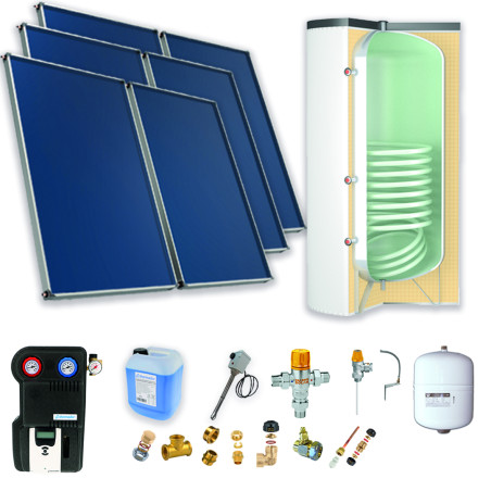 Pack A-CESI avec appoint élec.800L blanc -6 panneaux-fix. toit. inclinée+ access