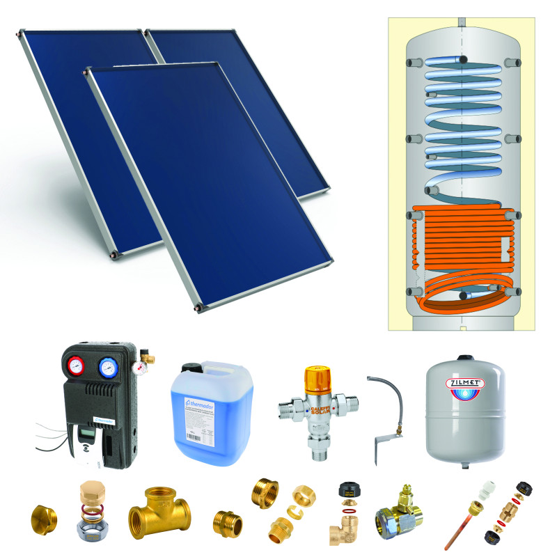 Pack B-CESI ballon 500L soutien primaire-3 panneaux-fix. toit. inclinée+ access.