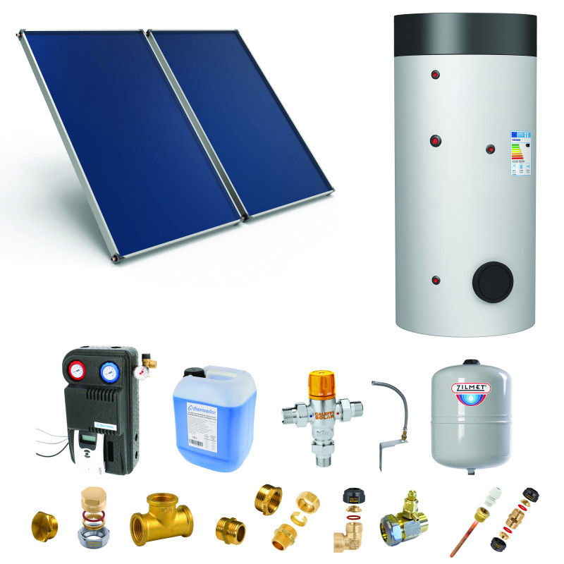 Pack C-CESI ballon 300L soutien PAC- 2 panneaux-fix. toit. plate+ access.