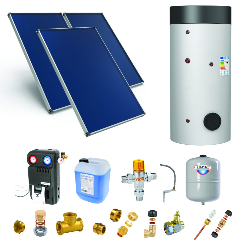 Pack C-CESI ballon 500L soutien PAC -3 panneaux-fix. toit. inclinée+ access.