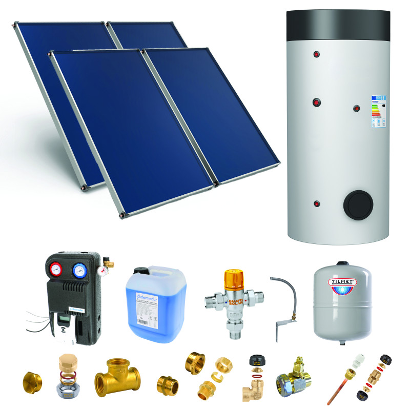 Pack C-CESI ballon 500L soutien PAC -4 panneaux-fix. toit. inclinée+ access.
