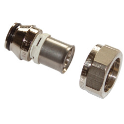 Raccord EUROCONE 3/4"F 16x2 Multicoucheà sertir avec raccord laiton